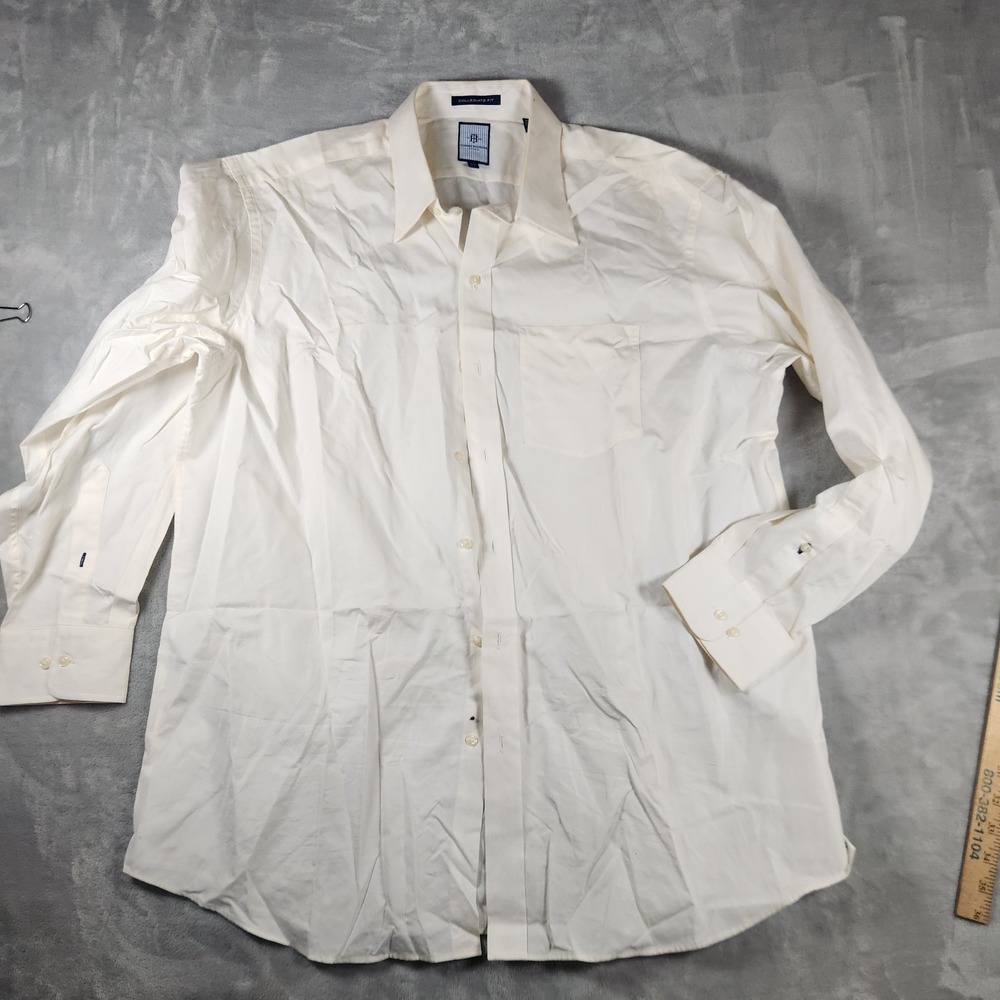 Tommy Hilfiger Ithaca Dress Shirt 17.5 34/35 Ivory Preppy Collegiate Fit